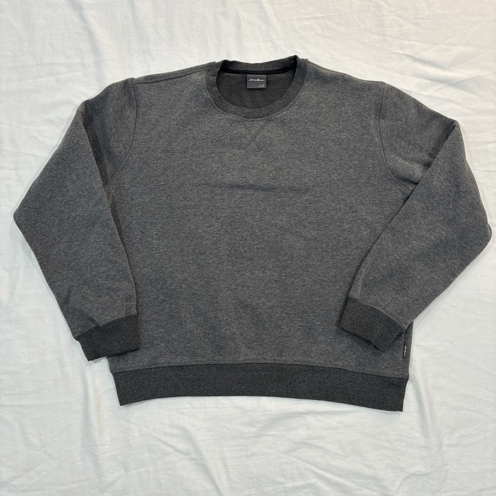 Eddie Bauer Sweatshirt Mens Large Gray Soft Fleece Crewneck Pullover Casual - Picture 1 of 10